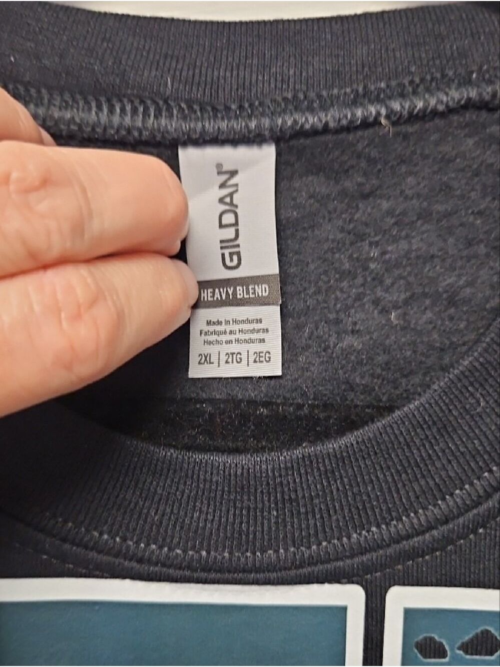 Gildan Black Crewneck with Green And White Eagles Graphic - Picture 3 of 7